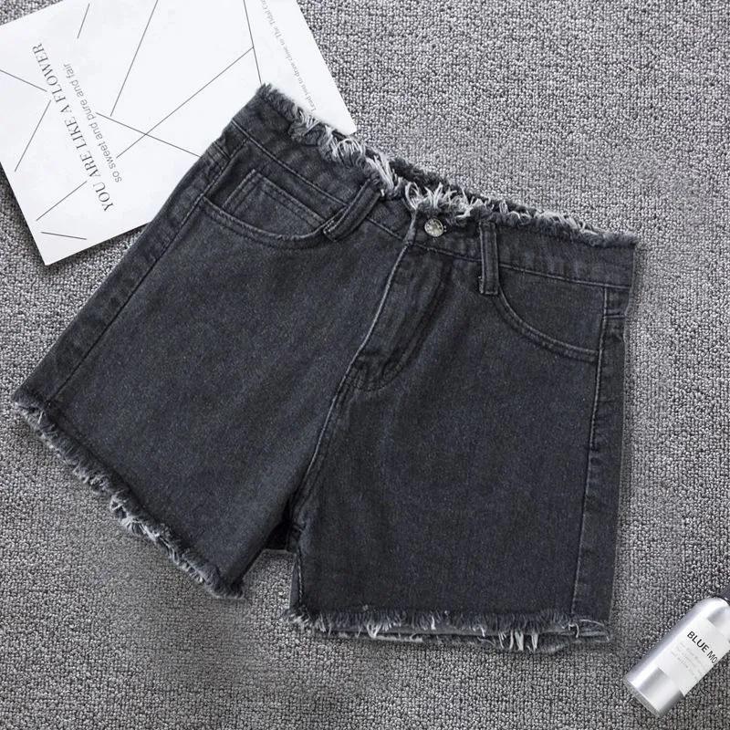 Summer Woman High Haist Jeans Shorts Rough-edges Denim Short Pants Schoolgirl Casual Pants Jeans