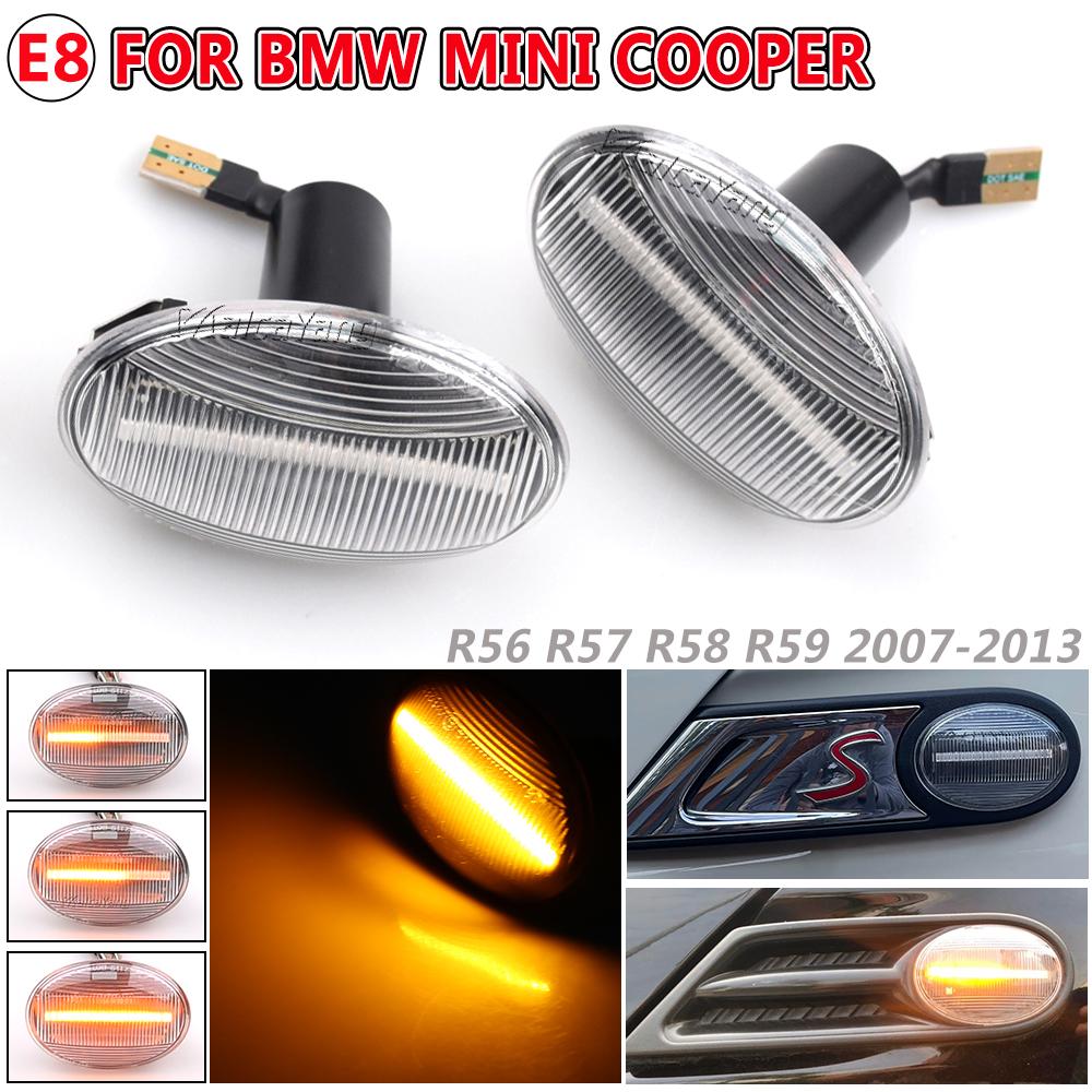 2 Pieces for MINI Cooper R55 R56 R57 R58 R59 CL-R56-LSM-SM Led Dynamic Side Marker Turn Signal Light Sequential Blinker Light