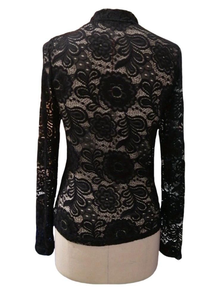 Spring Versatile Lace Slim Outerwear T Shirt Long Sleeve Base Layer Hollow Out Slim Fit Fashion Daily Basic Casual Slim Fit Ladies Elegant Top