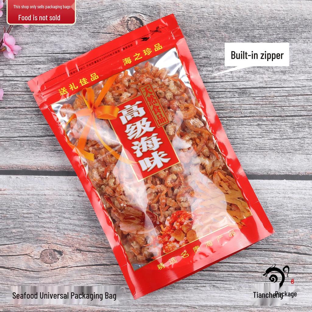 Self-Standing Zipper Bag for Dried Seafood: Shrimp, Squid, Scallops, Cuttlefish