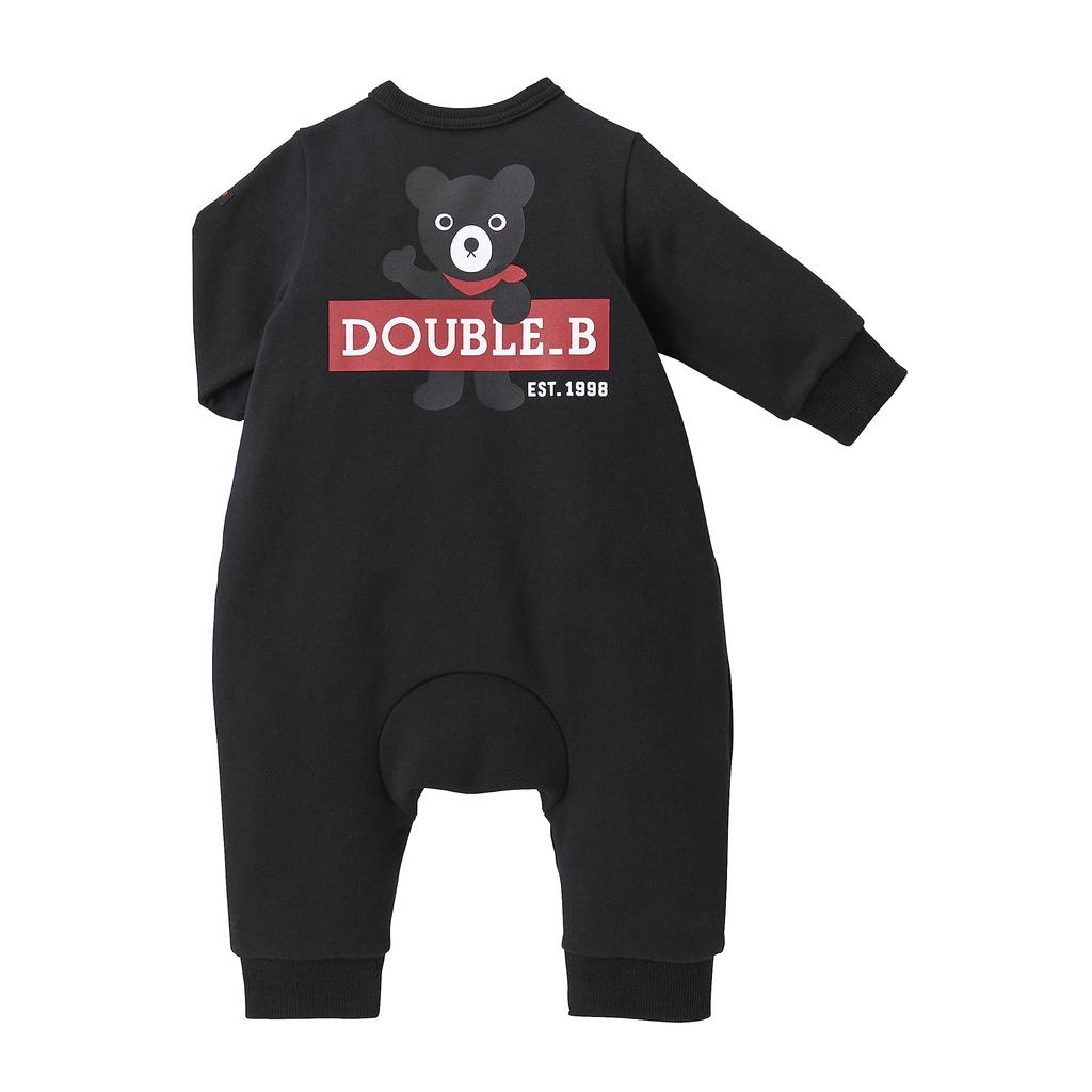Miki House Double B Coverall Romper Long Sleeve Plain Bear Made In Japan Boys Girls Baby Infant Baby Clothes Clothes 80cm Black [Miki House]