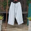 Johnature Women Vintage Wide Leg Pants Elastic Waist Solid Color Trousers Spring Pockets Casual Belt Pants