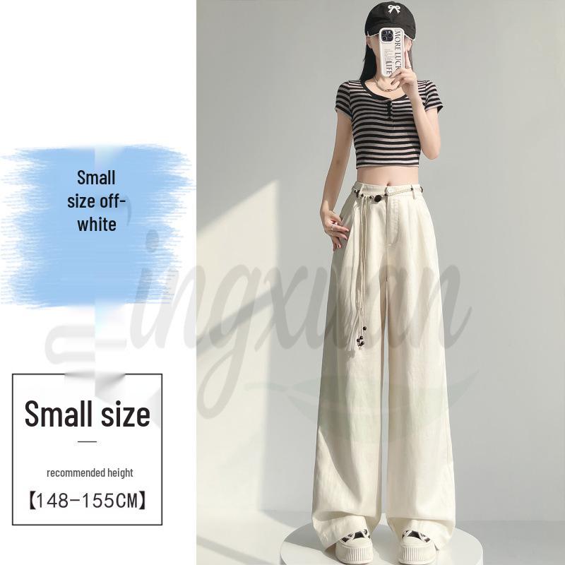 2026 Women s Tencel Linen Wide-Leg Ice Silk Floor-Length Casual Pants S