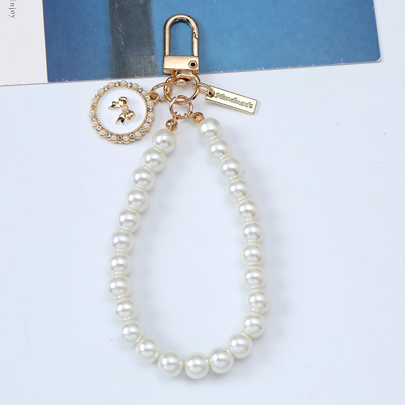 Korean Pearl Shell Keychain & Retro Beaded Bracelet Lanyard