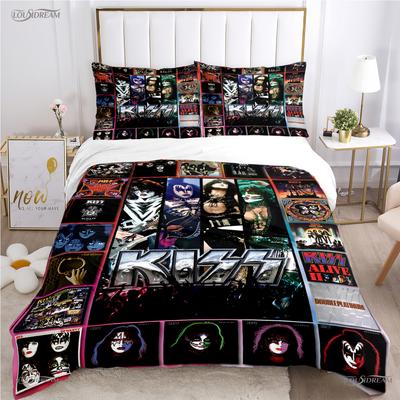 K-Kiss-Band Hudba Pár Celoroční Povlak na přikrývku Přikrývka Ložní soupravy Měkký Povlak na přikrývku a Povlaky na polštáře Jednolůžko/Dvoulůžko/Queen/King