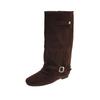 Women's Long Boots Chinese Belt Button Head High Boots New Temperament Knight Boots Autumn Retro Trousers Inner Height Increase