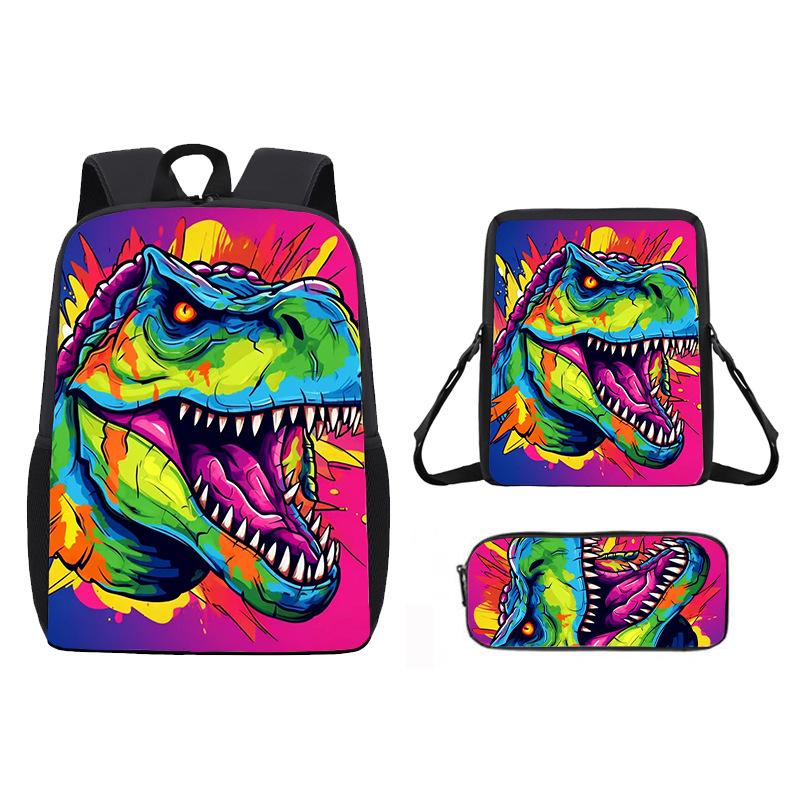 Dinosaur Animal Print Children School Backpack With Durable Oxford Material