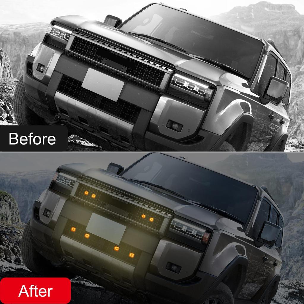 for Toyota Land Cruiser Prado J250 LC250 2024-2025 Front Grille LED Light Amber Light 8pcs Car Accessories (Upper+Lower)
