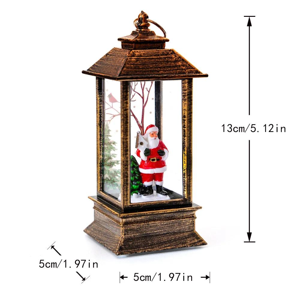 LED Christmas Lantern, Decorative Night Light Table Ornament Festive Candle Lamp Santa Snowman Deer Design For Indoor Holiday Decor, Battery Operated