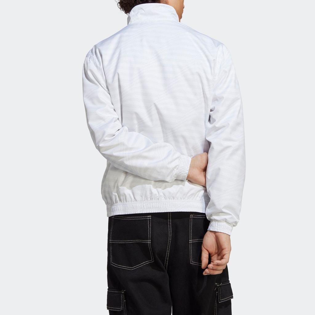 Adidas Embroidered Letter Logo Stand-Up Collar Long Sleeve Reversible Jacket Men Jackets White HT6458