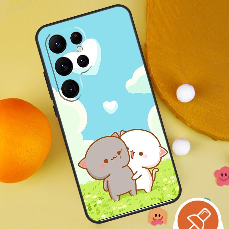 Peach And Goma Mochi Cat Case For Samsung Galaxy S22 S23 Ultra S20 FE S21 FE Note 10 20 Ultra S8 S9 S10 Plus Cover
