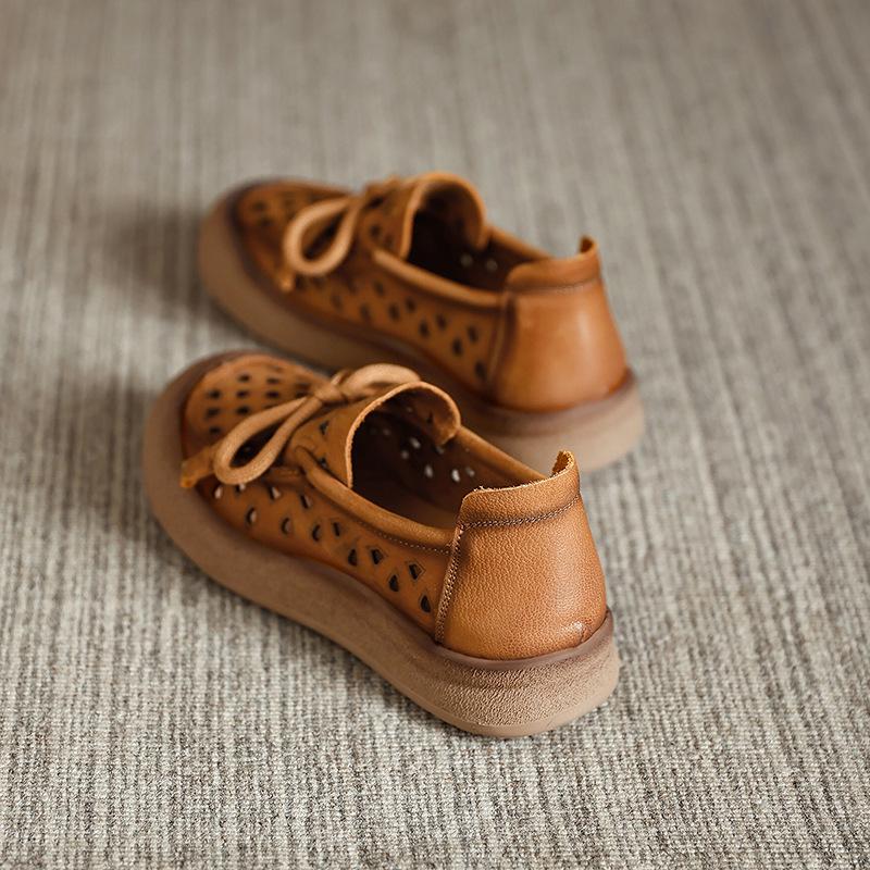 

Модная GKTINOO 2025 Обувь из натуральной кожи Перфорированные женские балетки Летняя женская однотонная обувь на мягкой подошве Женские слипоны лоферы 40