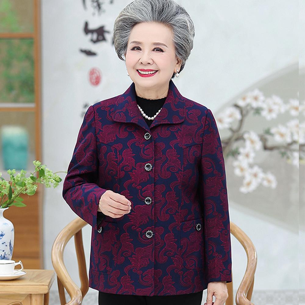 Grandma Style Lightweight Spring Jacket for Women, Ages 60-80 – Perfect for Middle-Aged To Elderly Fashionable Autumn Tops.