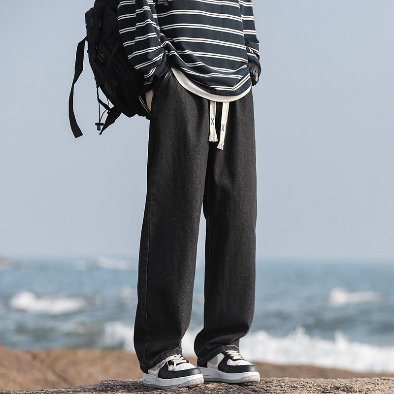 Autumn New Style Jeans Men's Loose Straight Pants Teenager Student Sports Trousers Simple Casual Pants