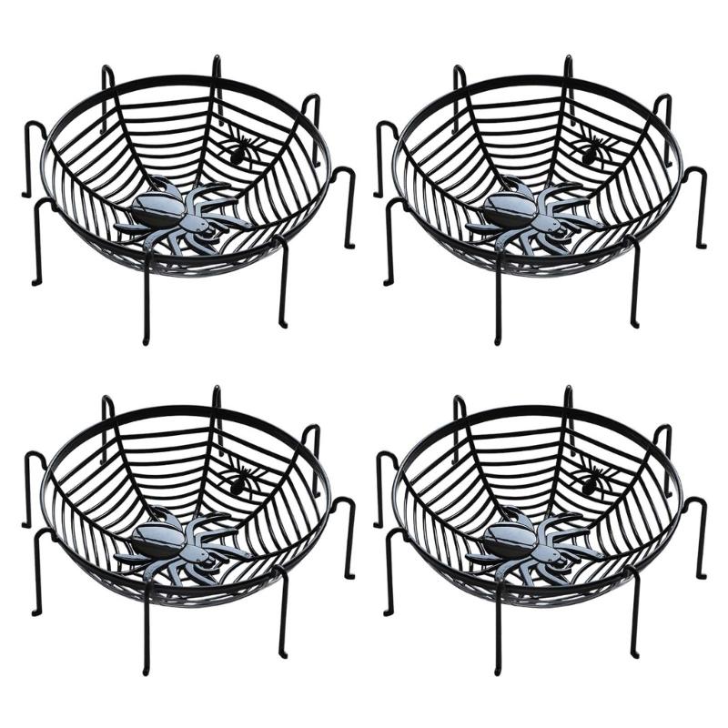 

4 шт. Хелловін Павутина Кошик Великі Цукерниці Пластиковий Кошик для Солодощів Фруктова Тарілка Тримач для Цукерок для Вечірки Миски Міцні чорний