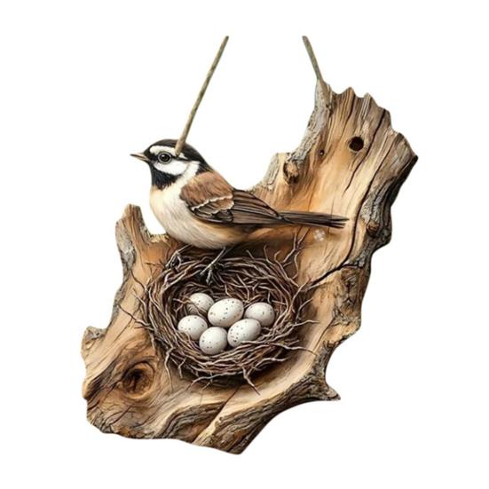Bird Hanging Sign Vintage 2D Bird Wooden Signage Rustic Wall Decoration Sign for Farmhouse Home Front Door Wall Window