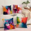Fashion Color Paint Cushion Cover Pillowcase Ultra Soft Skin Friendly Fabric Cloud Like Comfort  Concealed Zipper