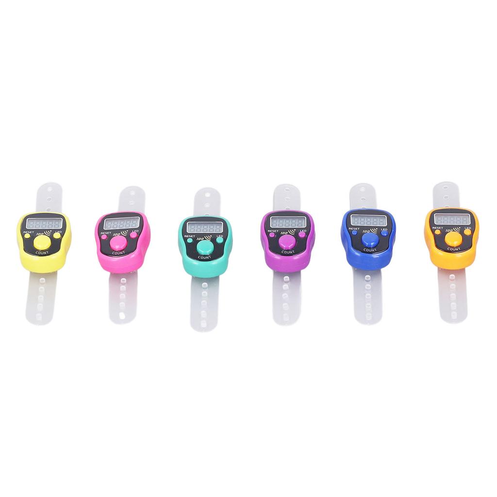 6 Pcs Electronic Finger Counter Portable Lightweight Adjustable Ring Clicker Counter with LED Light