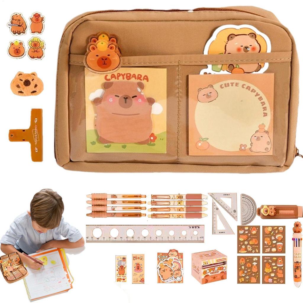 Capybara Stationery Set Abundant Cute Back-to-school Gift Kit Pencil Case Study Stationery for Students Large Capacity Gift Box