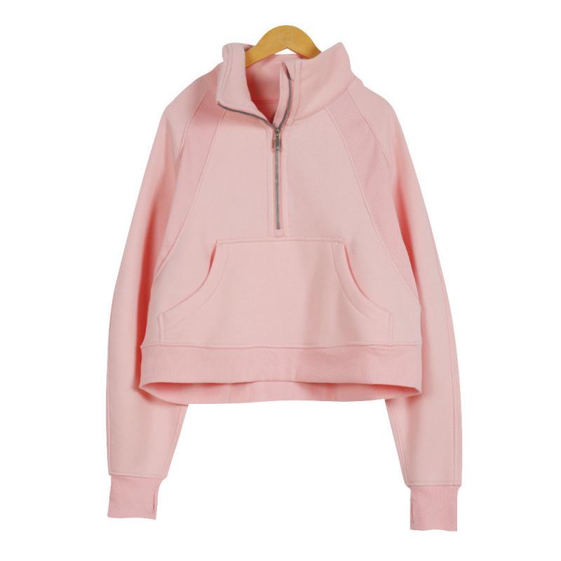 Lulu Original Embroidery Scuba Hoodie – High Neck, Half Zip, Loose Fit, Fleece-Lined Fitness Jacket XXL