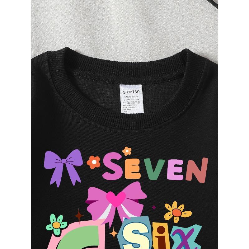 European sizes Kids' Casual Sweatshirt Printed Round Neck Pullover, Kids' Round Neck Sweatshirt with Fashion "67" Theme Feature Print for Kids