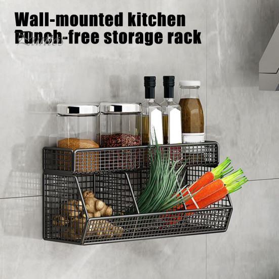 Wire Mesh Storage Basket Large Capacity Strong Load-bearing Easy Installation Wall Mounted Shelf Organizer Basket