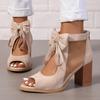 Lila Damen Stiefelsandalen Peep Toe High Heels Sandalen