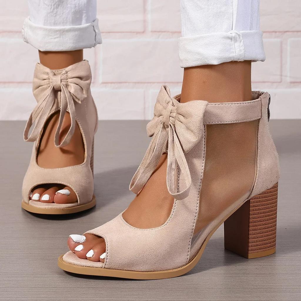 Lila Damen Stiefelsandalen Peep Toe High Heels Sandalen