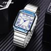 SINOBI Casual Design Men's Quartz Watches Fashion Stainless Steel Man's Wristwatches Business Square Clock
