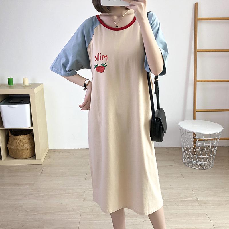 Summer Maternity & Nursing Dress: Short Sleeve Cotton Nightgown for Postpartum Moms