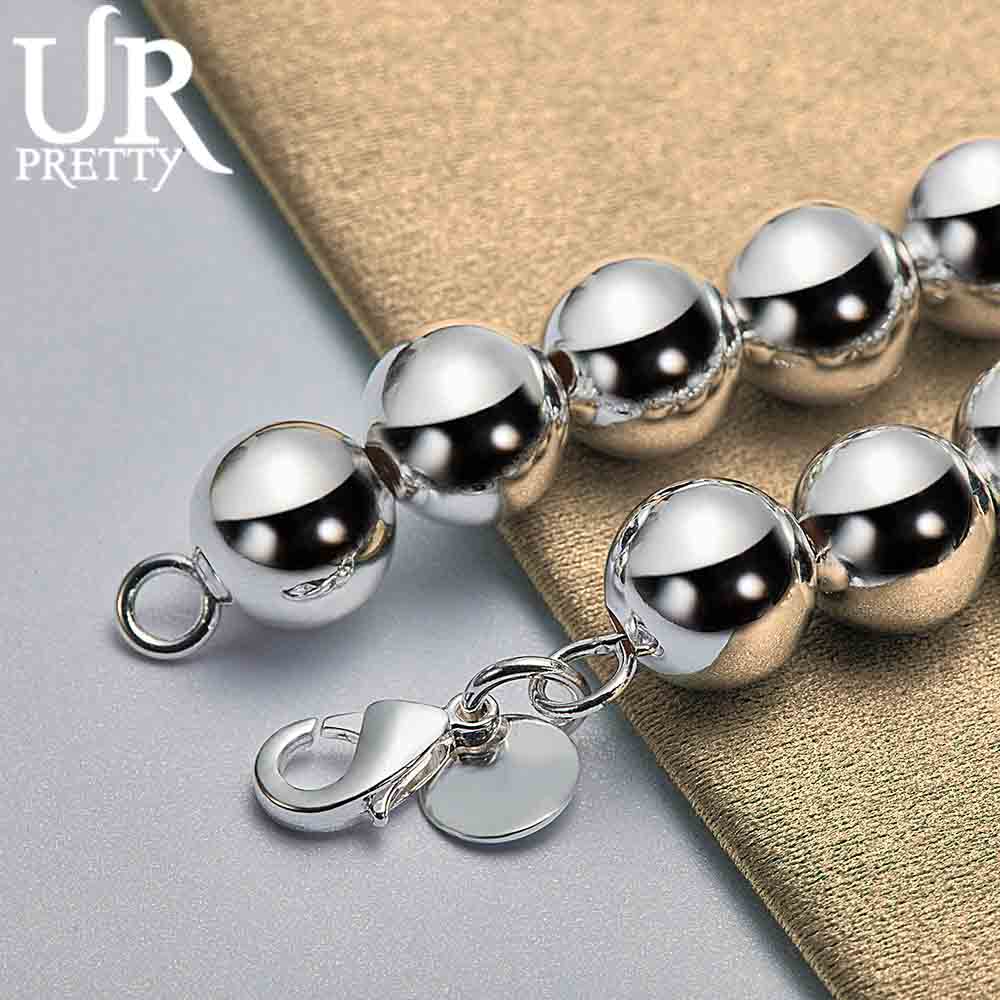 925 Sterling Silver 10mm Round Bead Chain Bracelet Fashionable Wedding Jewelry