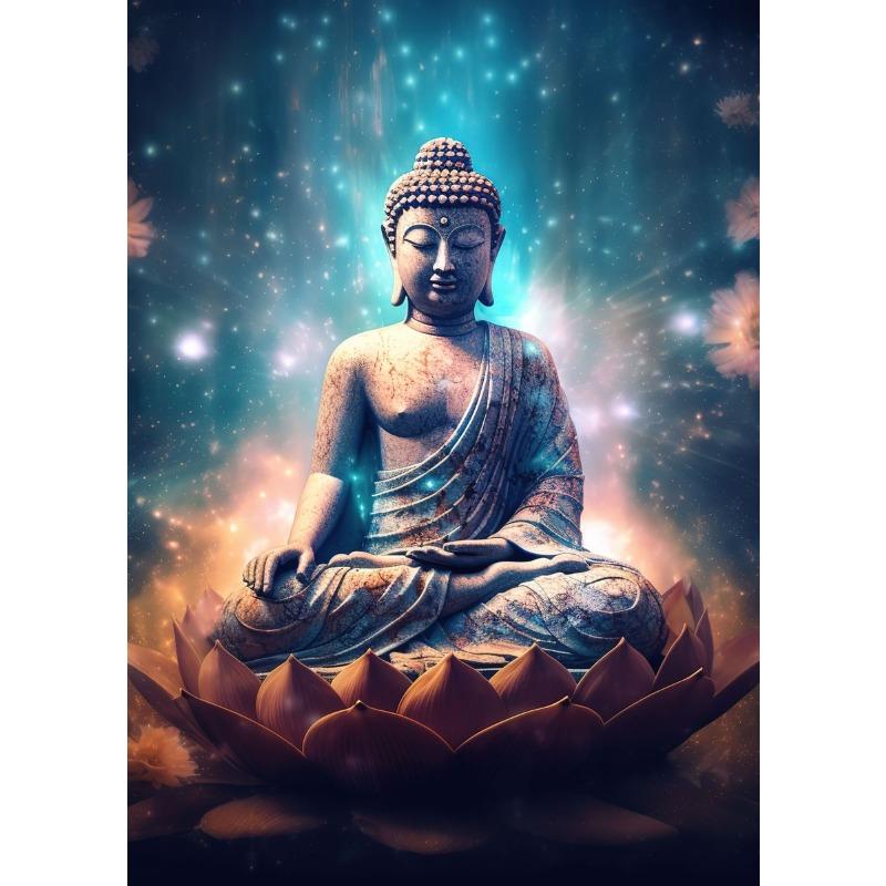 Poster și Print Meditație Budism Religie Zen Pictură pe Pânză Artă de Perete Buddha în Natură Imagine Abstractă pentru Cameră Decor Acasă