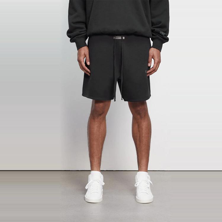 Fear of God Essentials Fitted Straight-Leg Mid-Waist Cotton Sports Shorts FW20 Unisex Bottoms Black 160250500076001