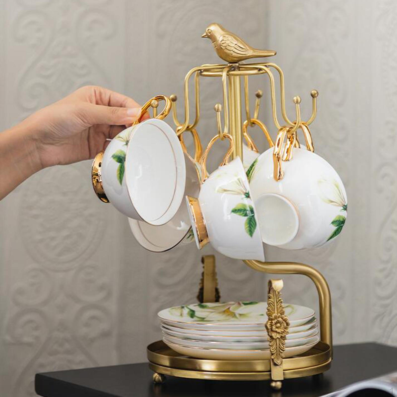 

Coffee Mug Tree Stand Rack Tea Cup Storage with Hooks Cups Espresso Holder for