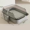Cat Litter Box Semi with High Sides Enclosed Odor Resistant Anti Spill Removable Open Top Cat Litter Tray with Scoop