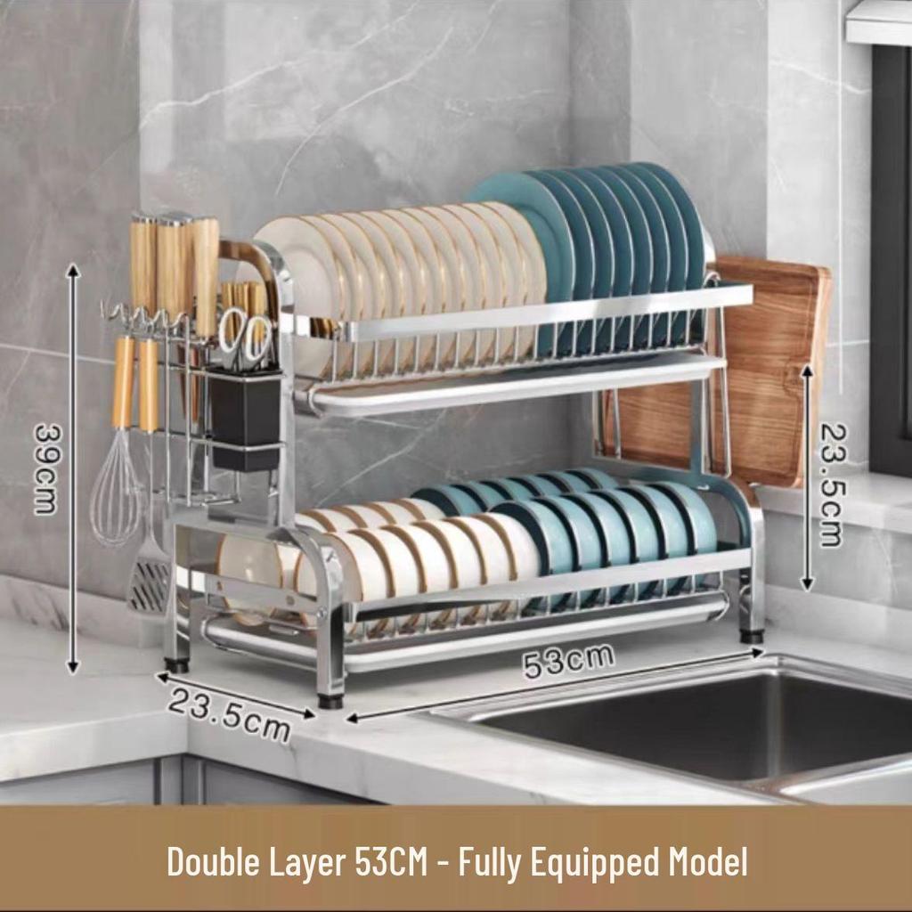 Multi-Functional Stainless Steel Kitchen Storage & Draining Rack