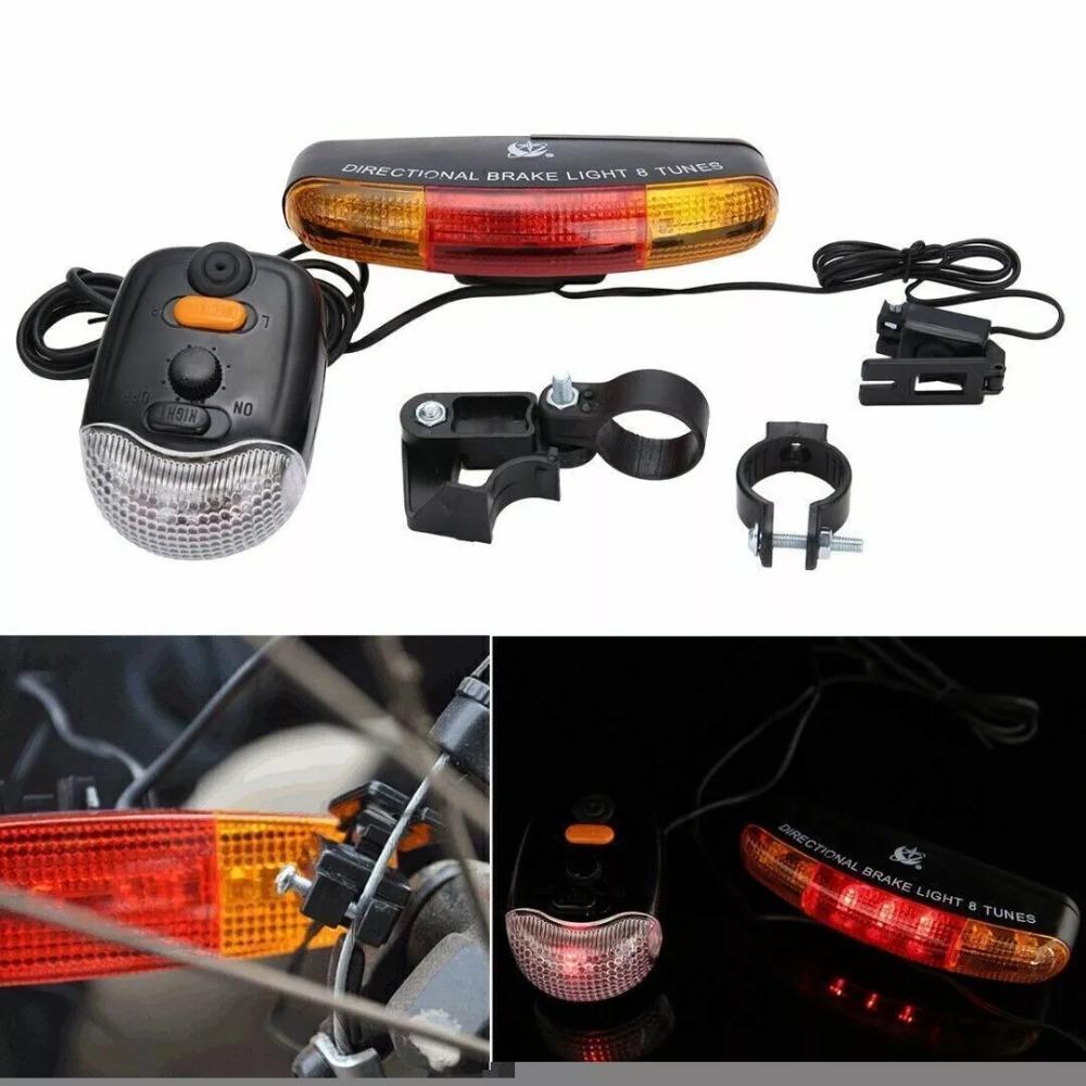 Multifunctional LED Bike Bicycle Brake Lights Plastic With Horn Cycling Taillight Bike Turn Signal Light Lamp Hiking
