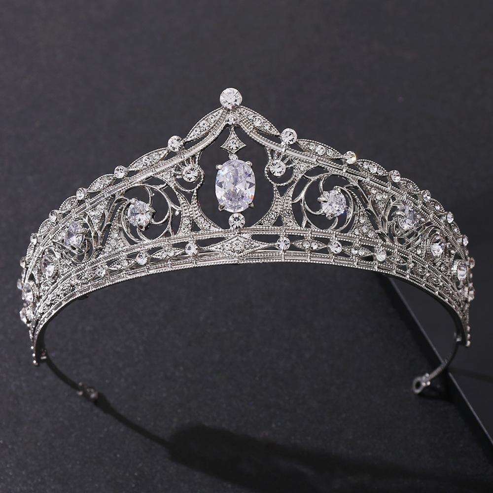 Crystal Zirconia Tiara - Luxury Wedding Crown for Bride Queen Princess