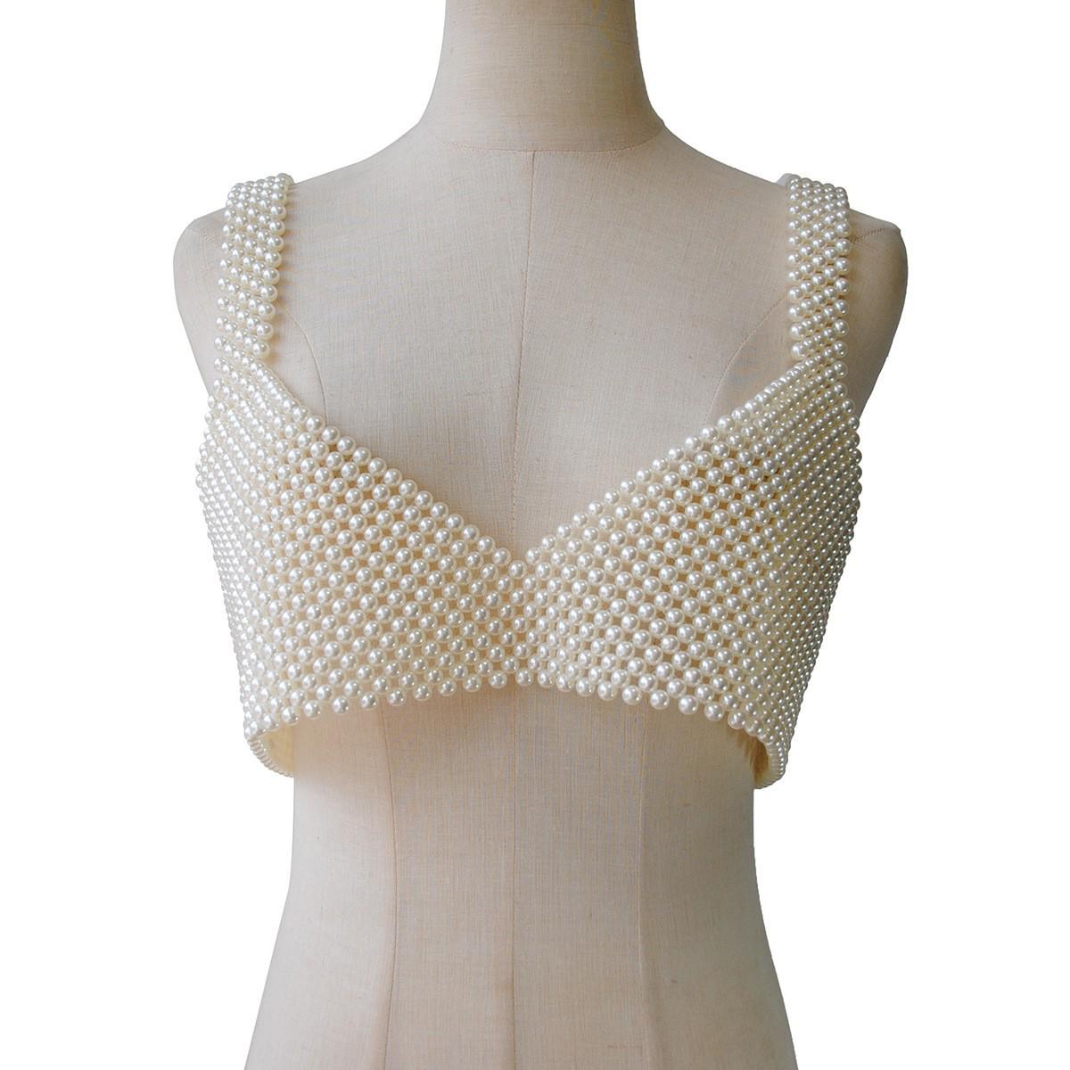 

Модная креативная блузка с цепочкой на тело из полого жемчуга - стильный европейский и американский модный аксессуар