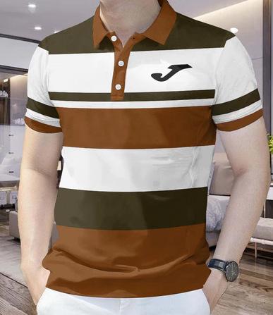202 men's Korean version printed POLO shirt short-sleeved business lapel POLO shirt casual striped POLO shirt short-sleeved top