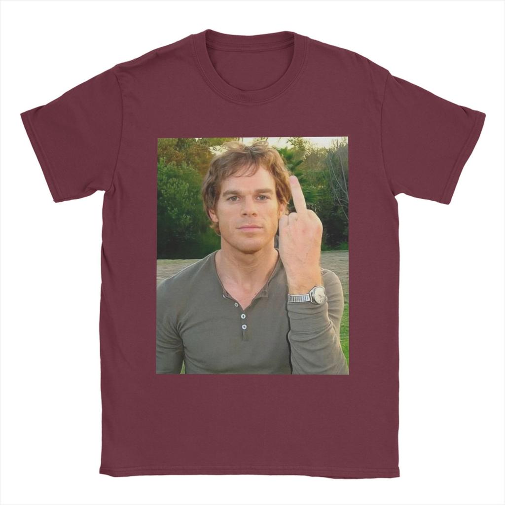 Pánské tričko Dexter Morgan ukazuje prostředníček Novinka Bavlněná trička Krátký rukáv Trička Kulatý výstřih Topy Nadměrná velikost