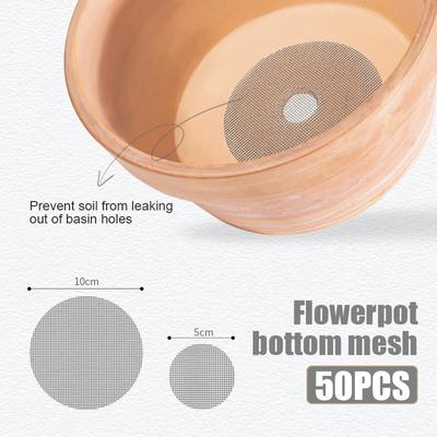50pcs/Bag Pot Hole Screen Mat Round Drainage Hole Screen To Prevent Soil Loss Plant Drainage Screen Gasket Gardening Supplies