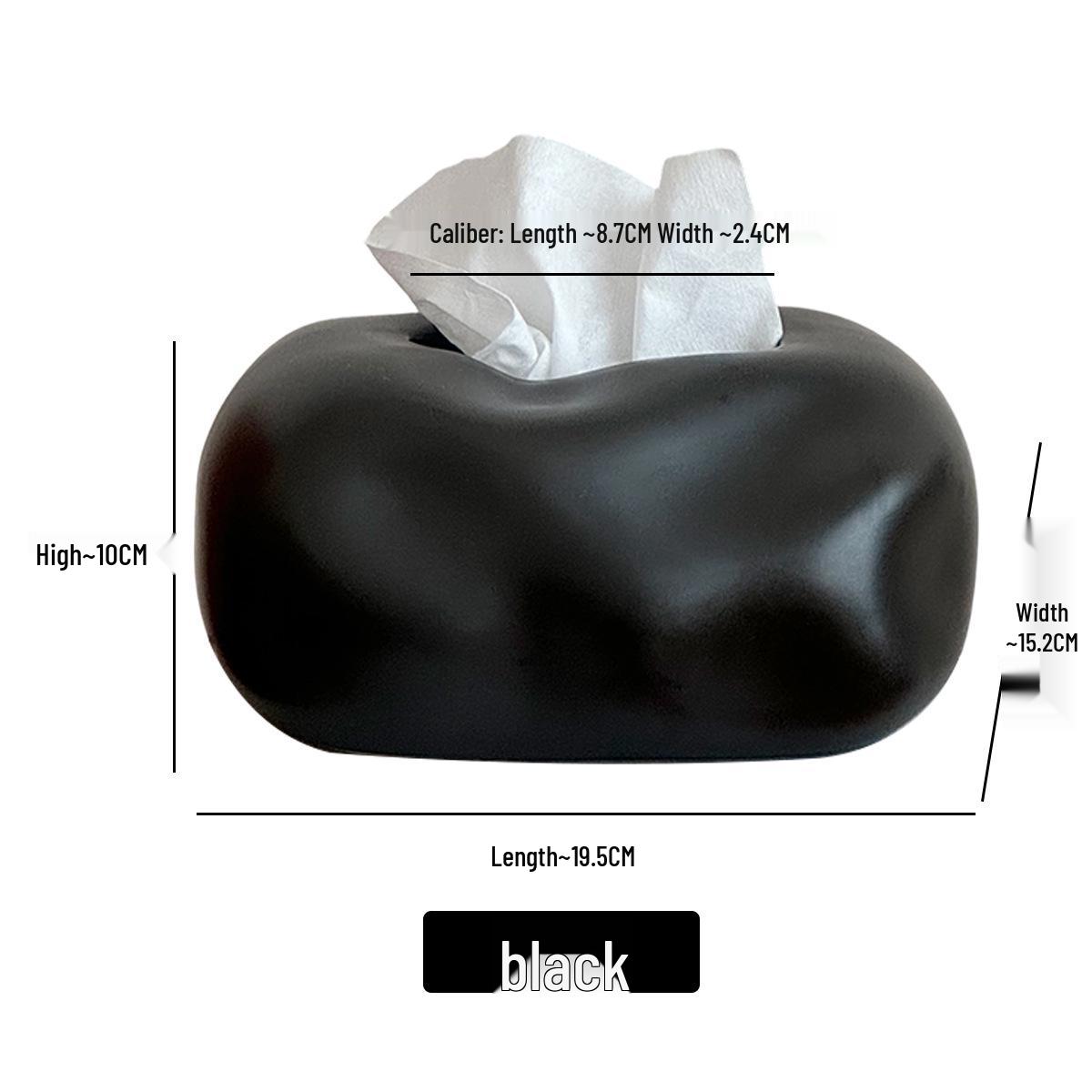 Wabi-Sabi Ceramic Tissue Box - Elegant Living Room & Dining Table Decor чёрный
