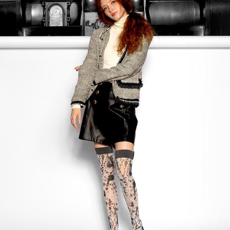 Romantic tiger Charcoal knee high stockings