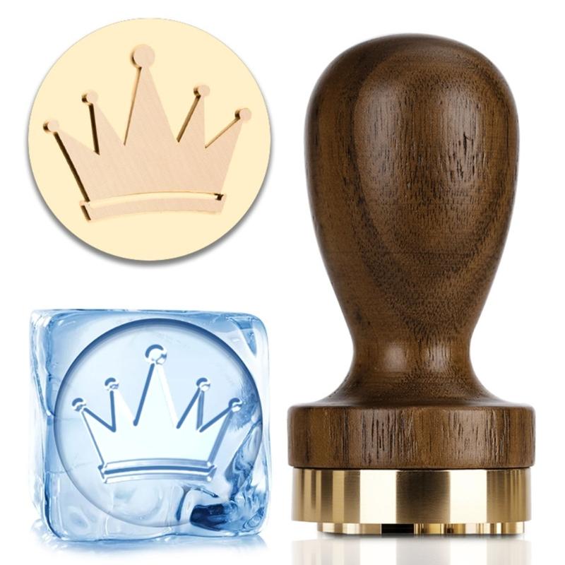 

Ice Embossing Stamper With Wood Handle Ice Embossing Tool For Cocktails Chocolate Desserts Kitchen Decoration