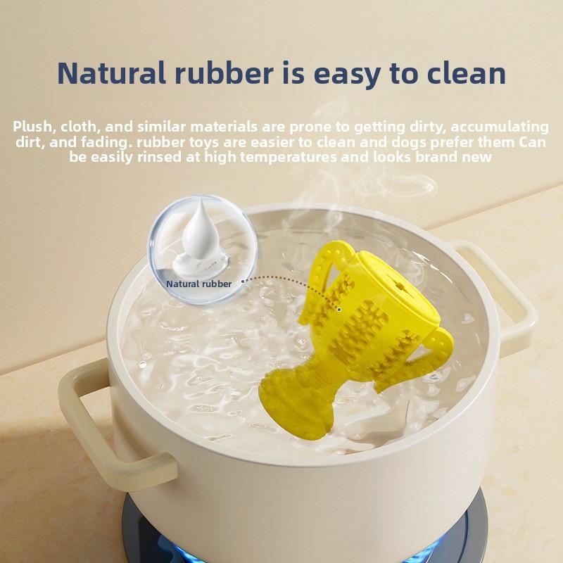 New Dog Toy for Self-entertainment and Boredom, Yellow Trophy, Natural Rubber, Leaky Pet Toy, Teething, Durable and Educational Toy