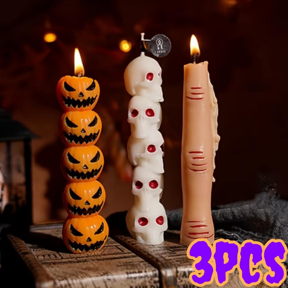 1/3pcs Halloween Scented Candles Long Stick Gothic Soy Wax Decorations for Party Home Festive Atmosphere Holiday Ornaments Gifts
