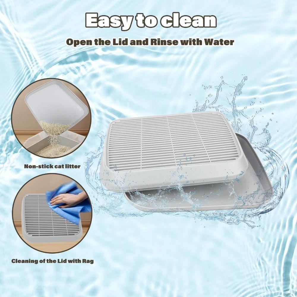 Doppelschichtige Fangstreu-Stufen Waschbare Pfotenreinigungsmatte Katzenstreufänger-Rampe Box Indoor