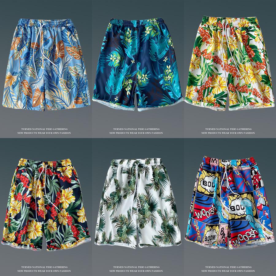 Men's Loose Plus Size Hawaiian Floral Beach Shorts - Quick-Dry, Trendy, Five-Point Design for Couples
