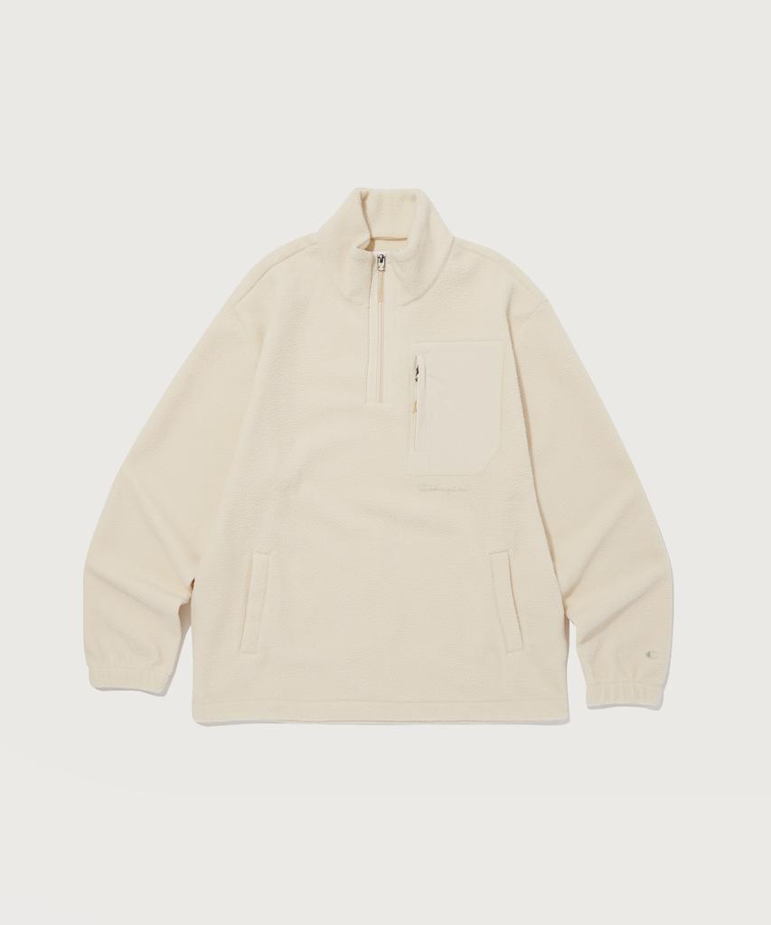 Champion Woven Patch Half Zip Fleece Light Beige